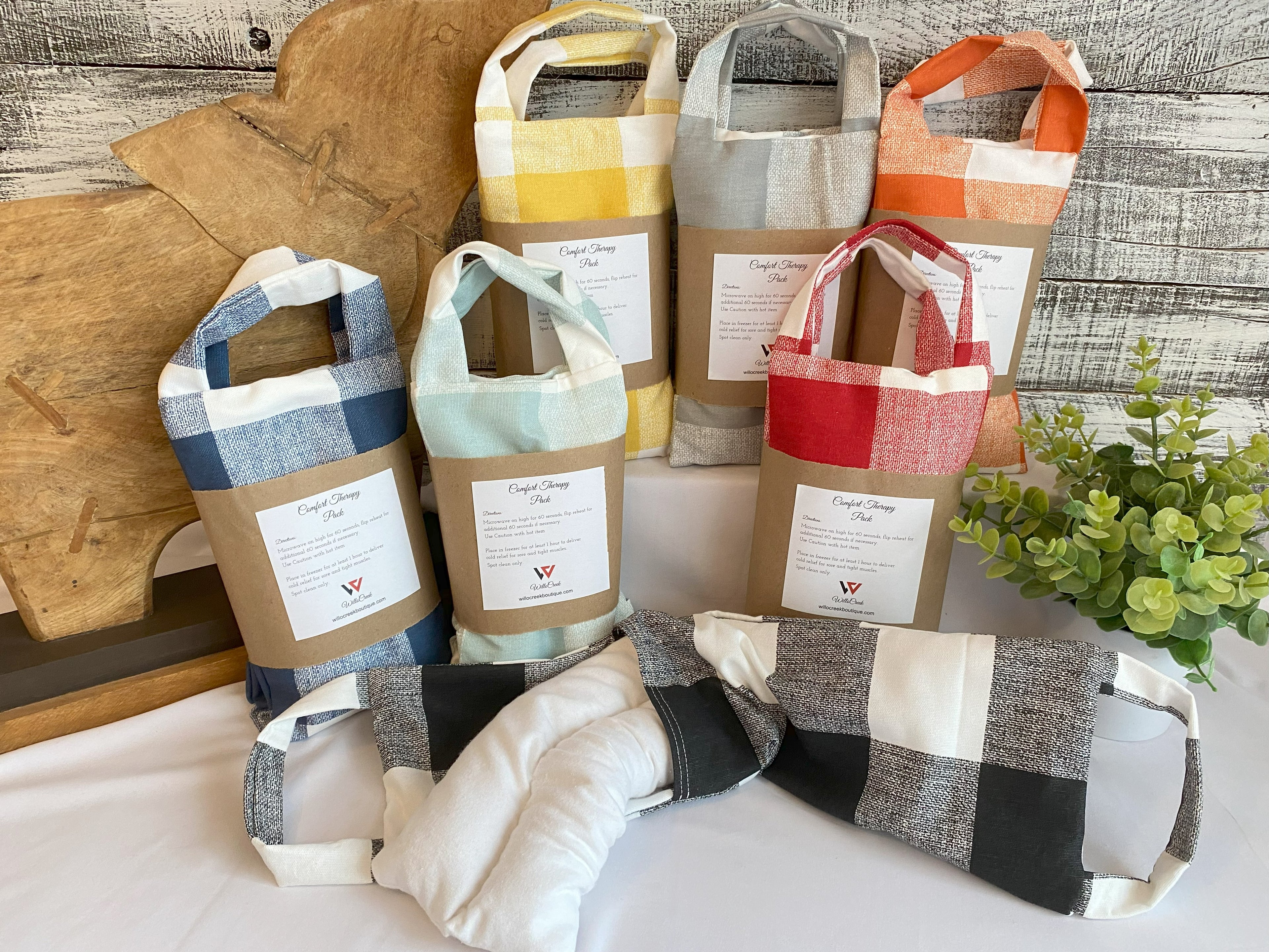 Buffalo Check Microwavable/Freezable Rice Bag with Washable Cover and Handles