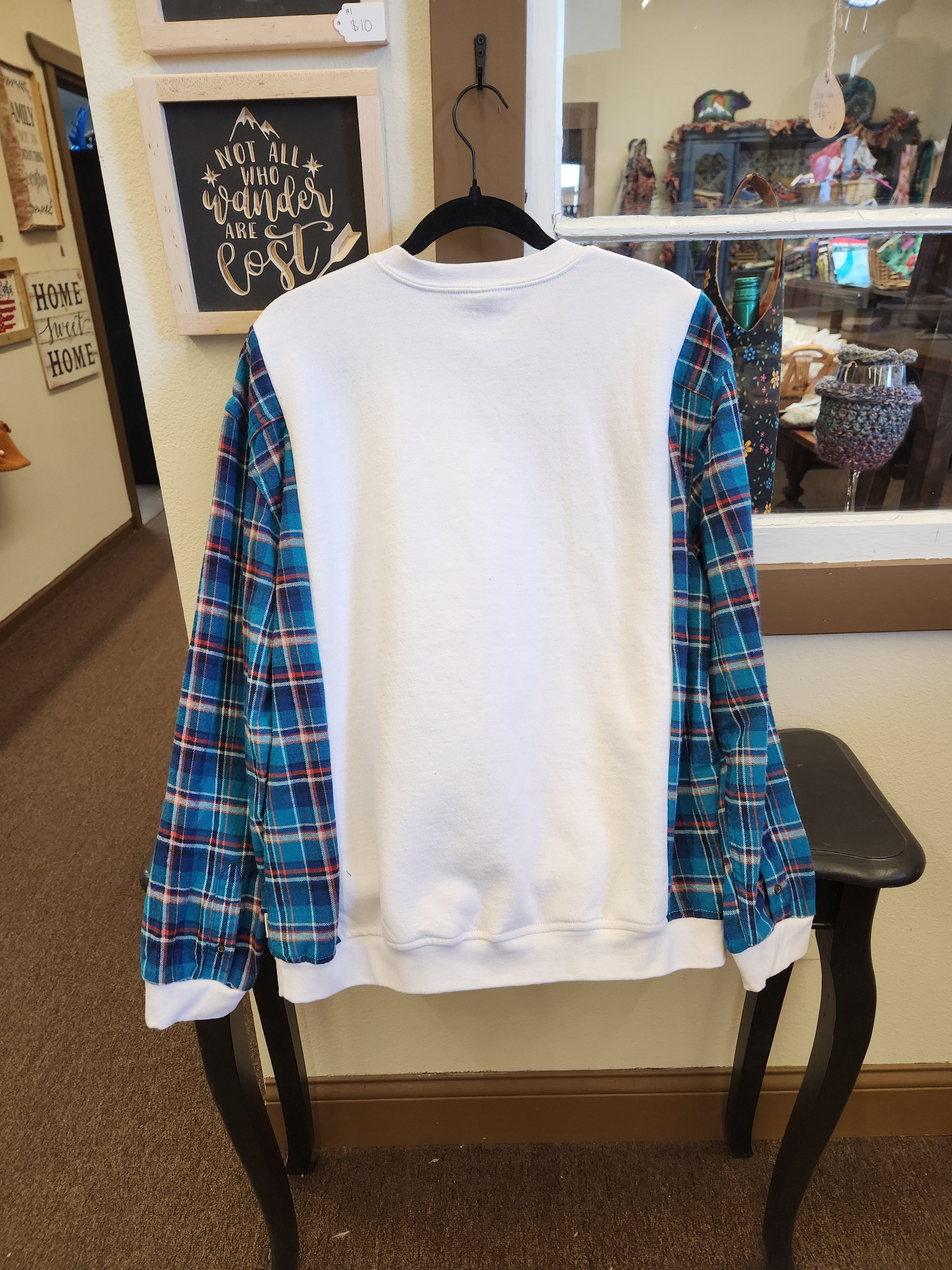 Chevy Corvette Upcycled Flannel Sleeve Sweatshirt | Fits Size XS-M