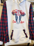 Cute Cow Upcycled Flannel Sleeve Sweatshirt | Fits Size XS-S