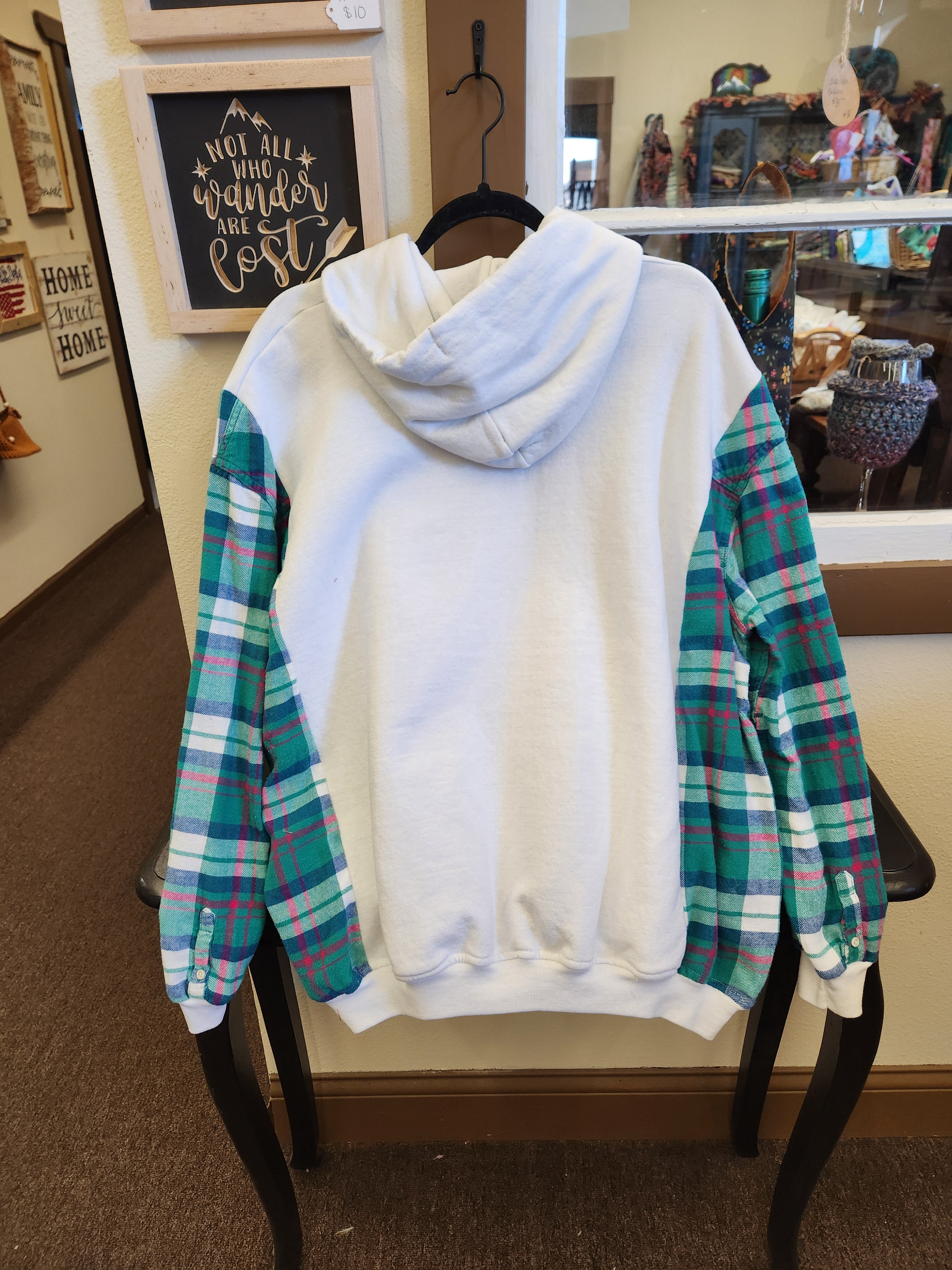 Elephant Southern Couture Upcycled Flannel Sleeve Sweatshirt | Fits Size S-XXL