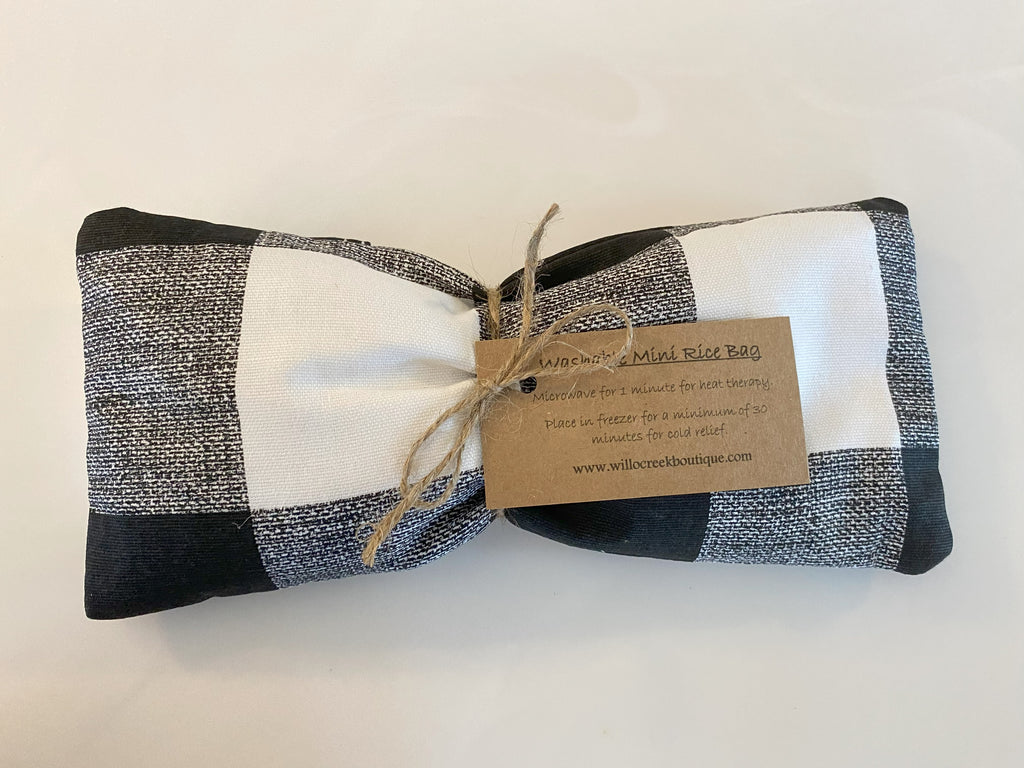 Unscented Buffalo Check Small Microwavable Rice Bag with Washable Cover