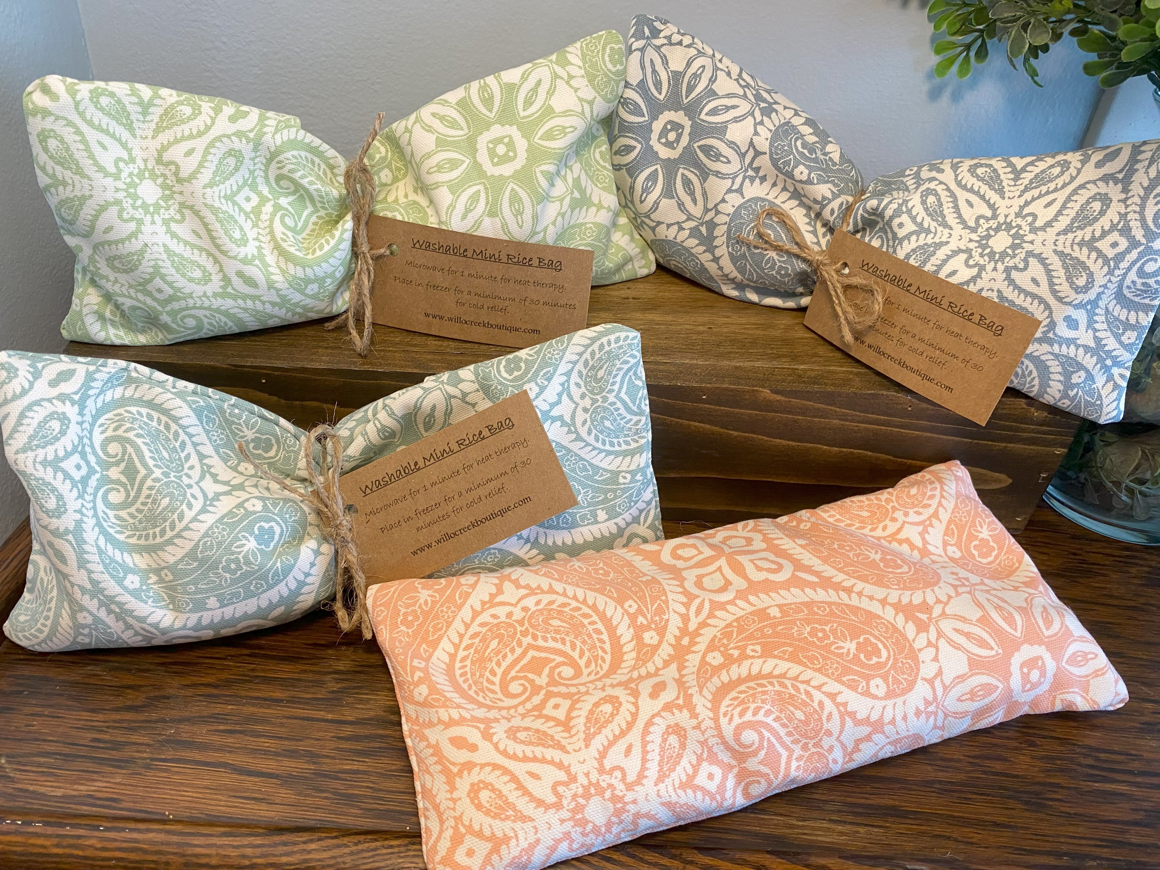 Unscented Paisley Print Small Microwavable Rice Bag with Washable Cover