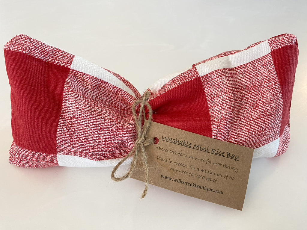 Unscented Buffalo Check Small Microwavable Rice Bag with Washable Cover