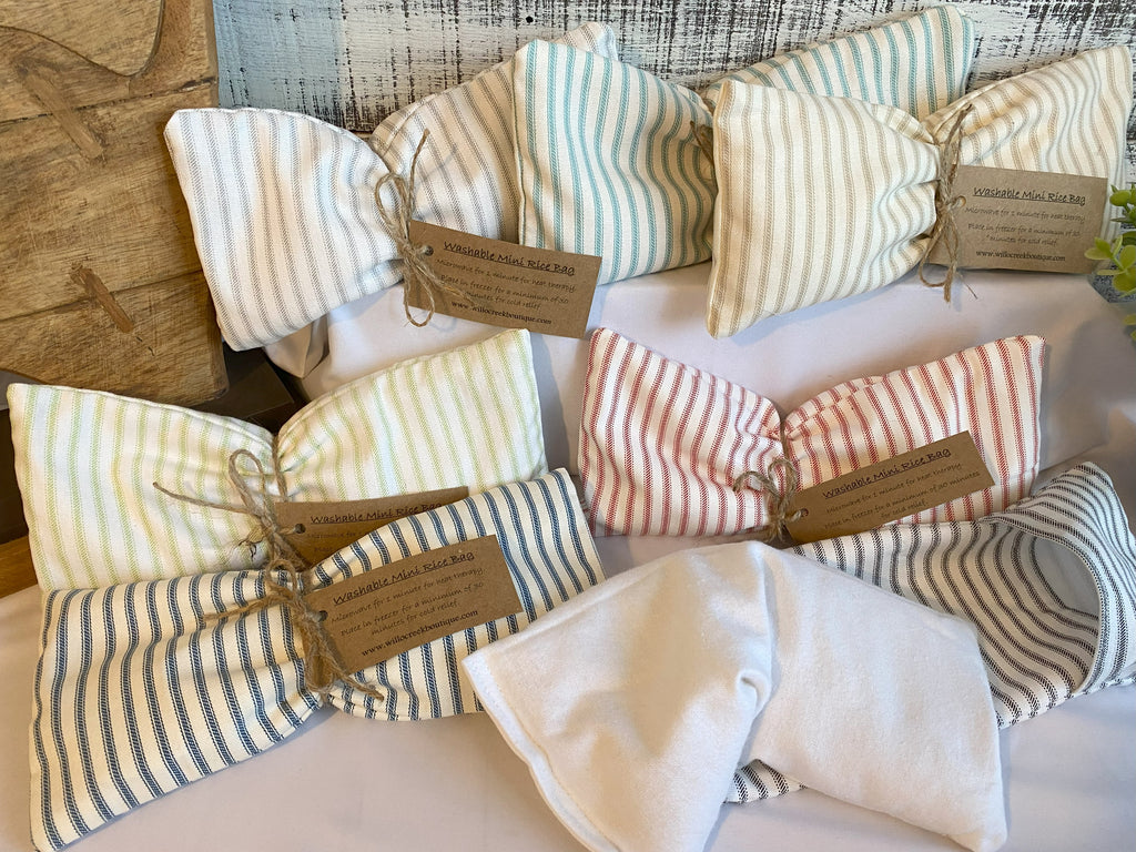 Unscented Stripe Small Microwavable Rice Bag with Washable Cover