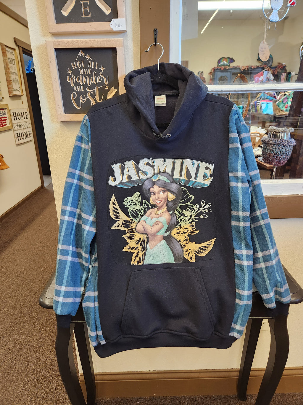 Jasmine Upcycled Flannel Sleeve Sweatshirt | Fits Size XS-L