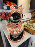Burnt Orange Pattern Stand Mixer Outfit with Appliance Pad, Bowl Cover, and Bow