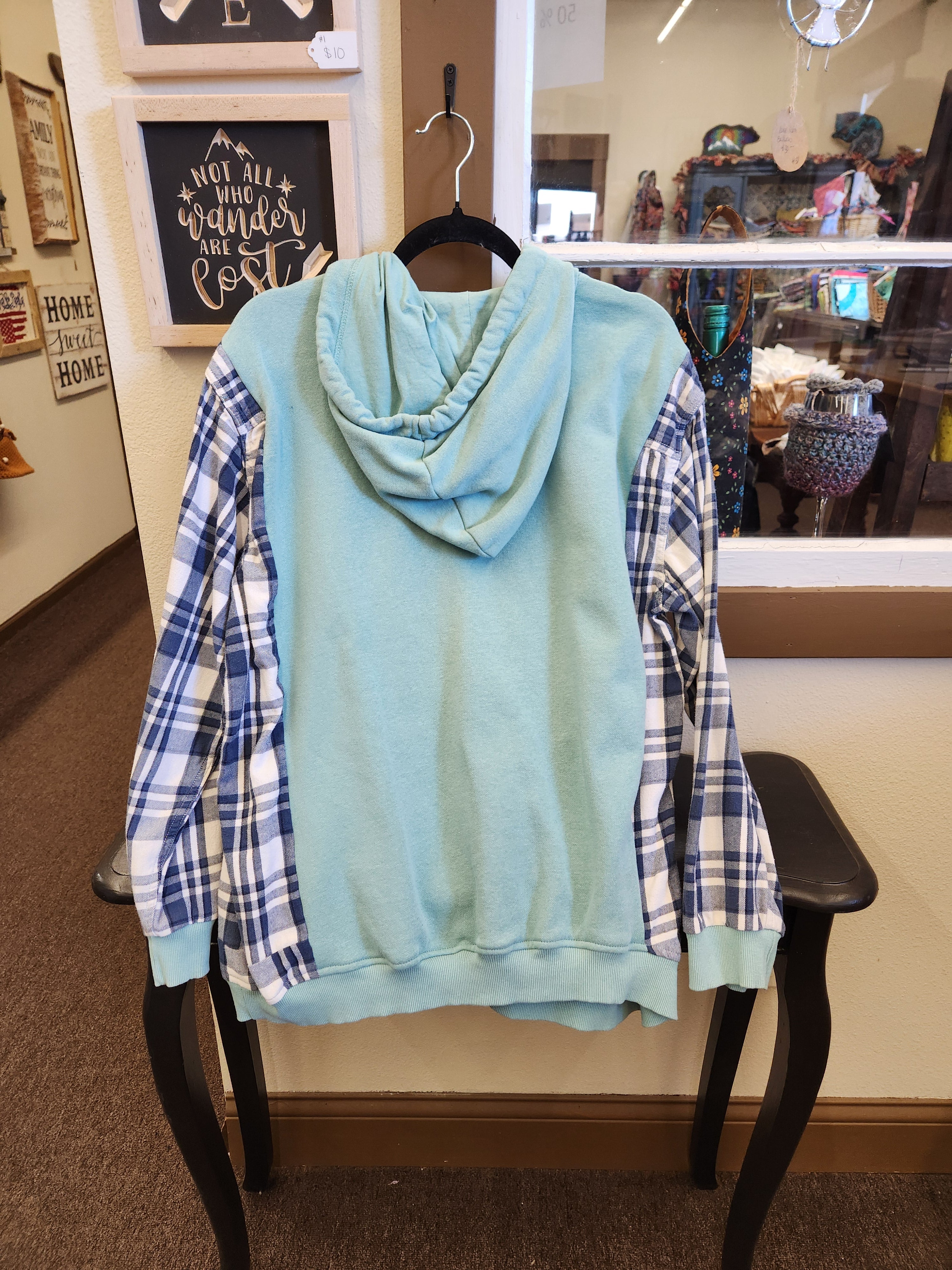 North Face Upcycled Flannel Sleeve Sweatshirt | Fits Size XS-L