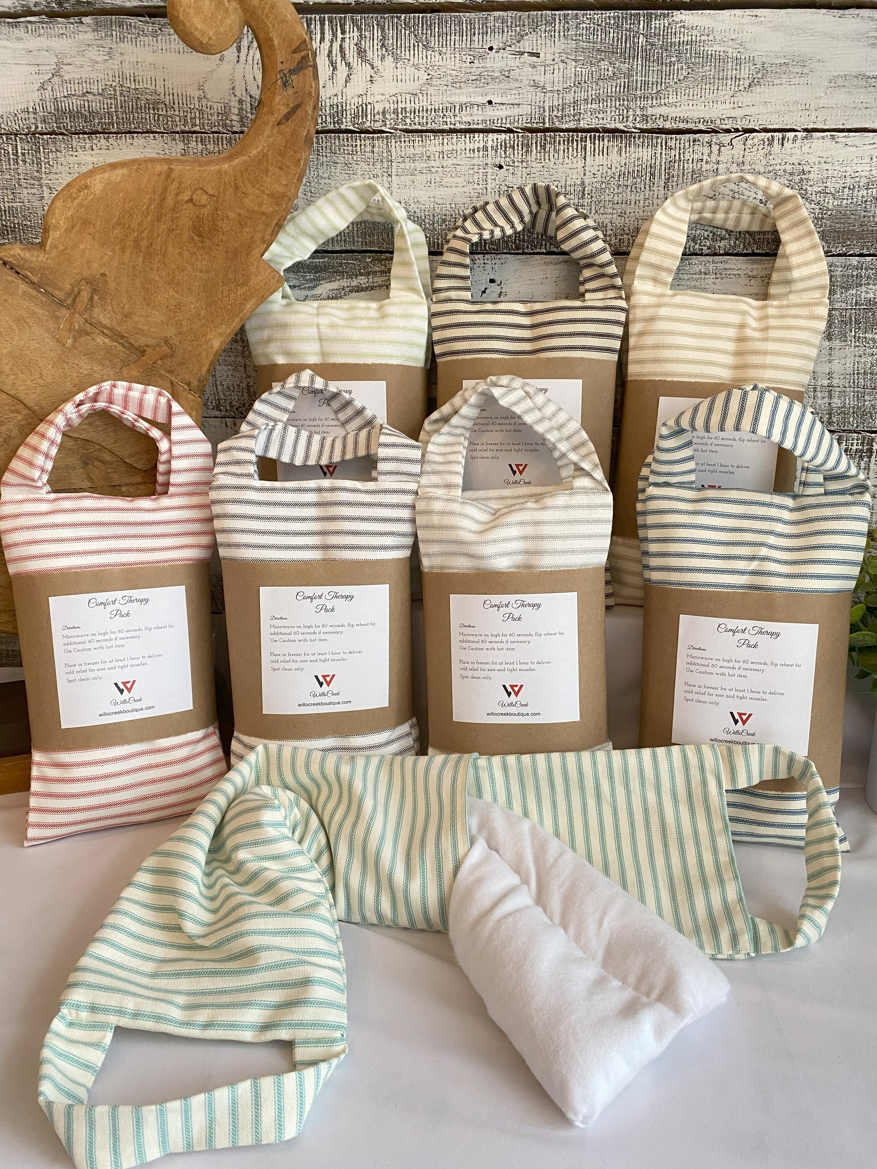 Stripe Print Microwavable/Freezable Rice Bag with Washable Cover