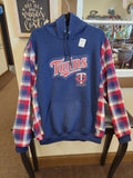Minnesota Twins Up-cycled Flannel Sleeve Sweatshirt | Fits Size XS-L