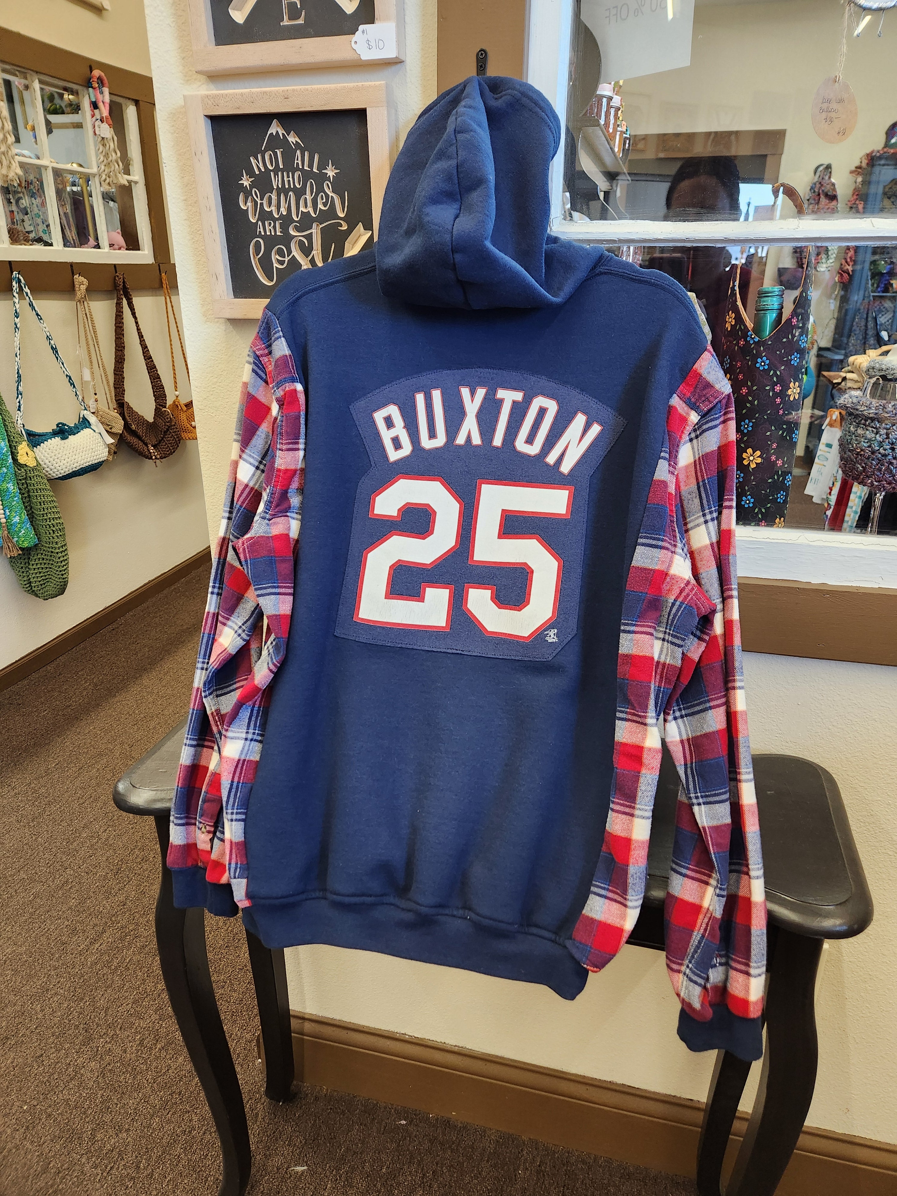 Minnesota Twins Up-cycled Flannel Sleeve Sweatshirt | Fits Size XS-L