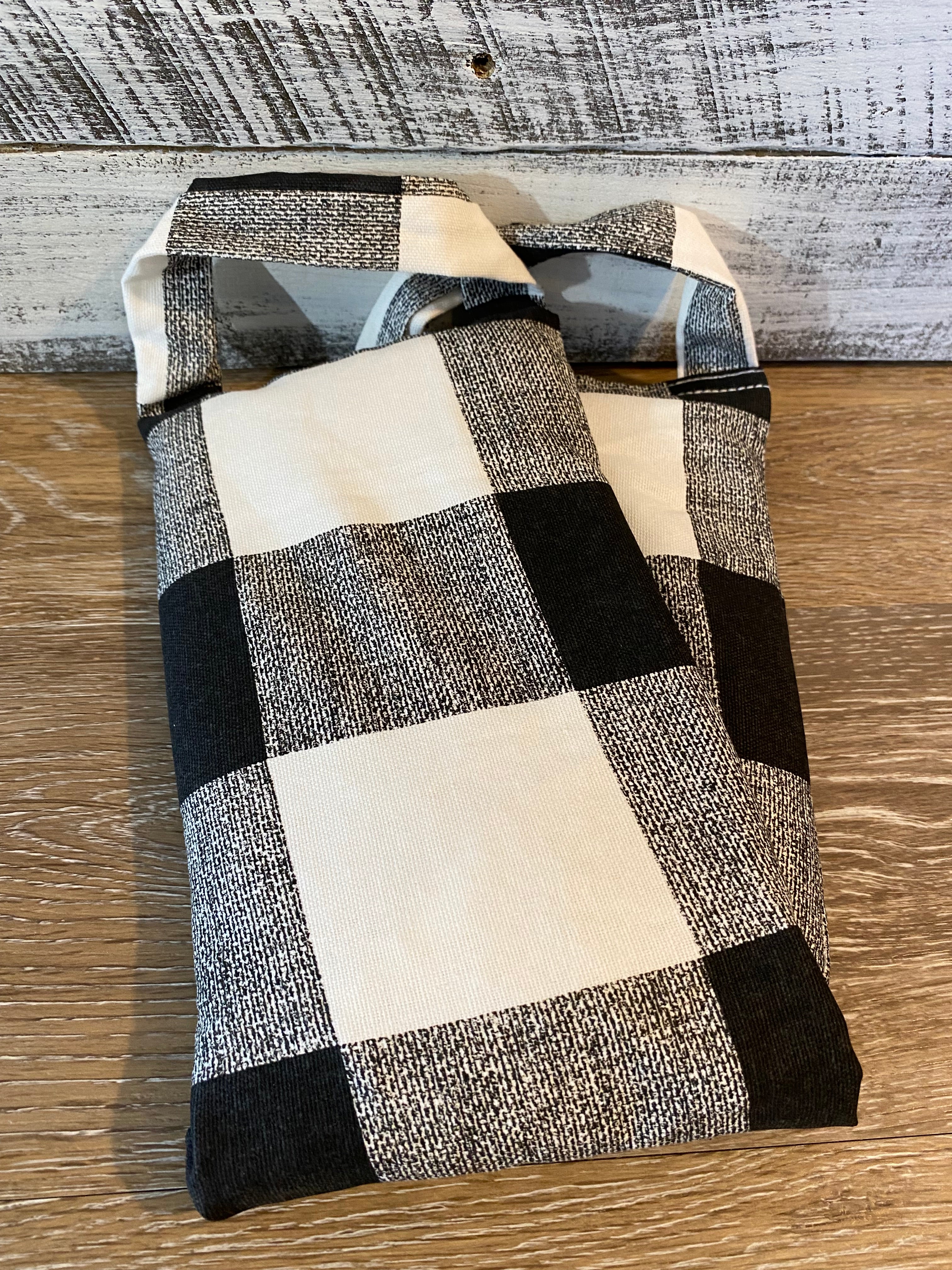 Buffalo Check Microwavable/Freezable Rice Bag with Washable Cover and Handles