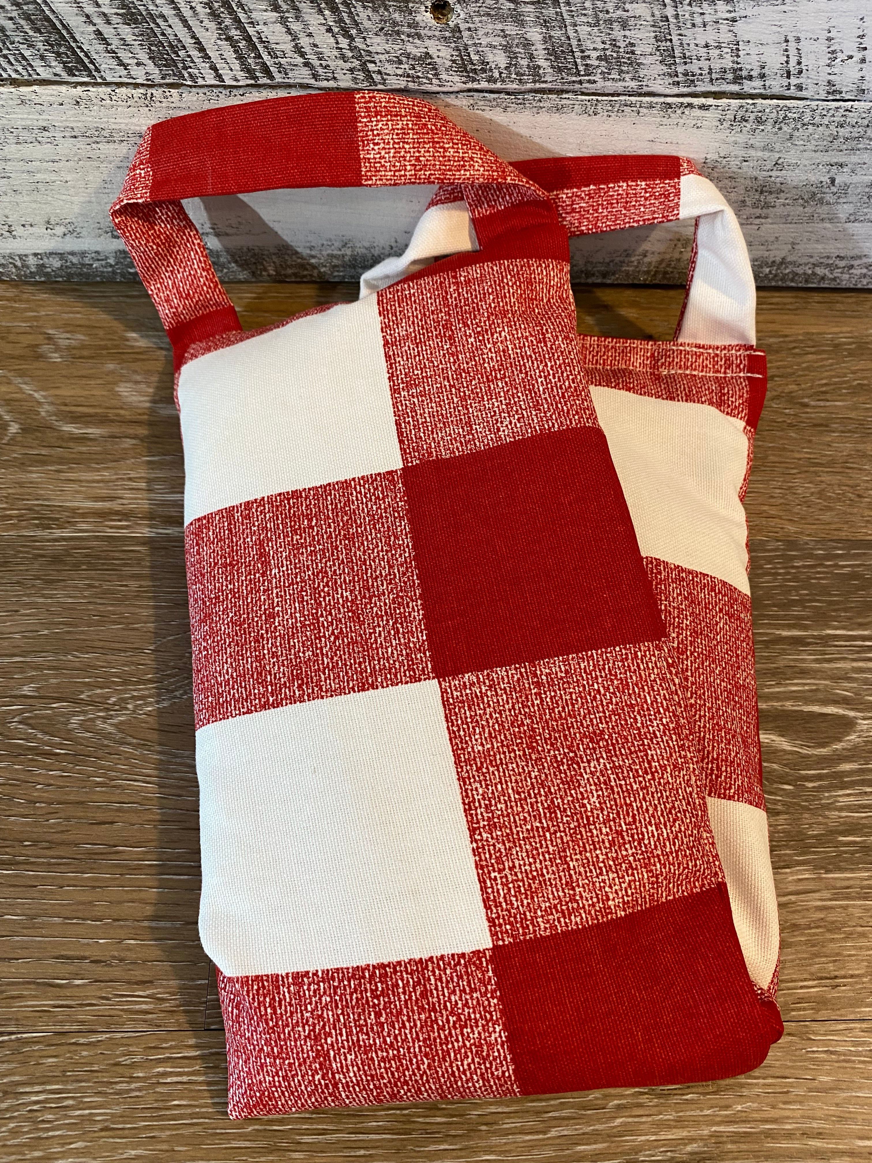 Buffalo Check Microwavable/Freezable Rice Bag with Washable Cover and Handles