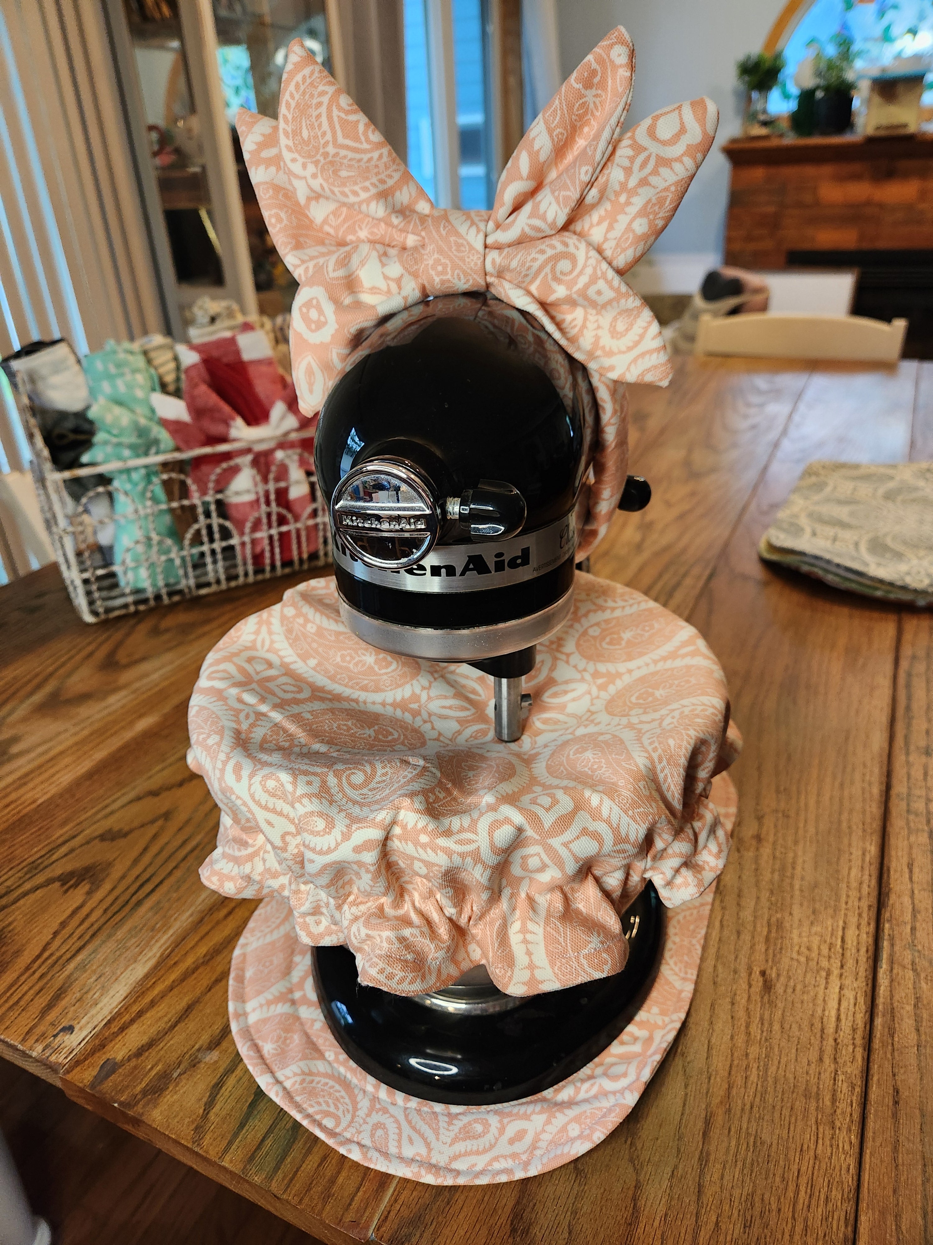 Pink Paisley Stand Mixer Outfit with Appliance Pad, Bowl Cover, and Bow