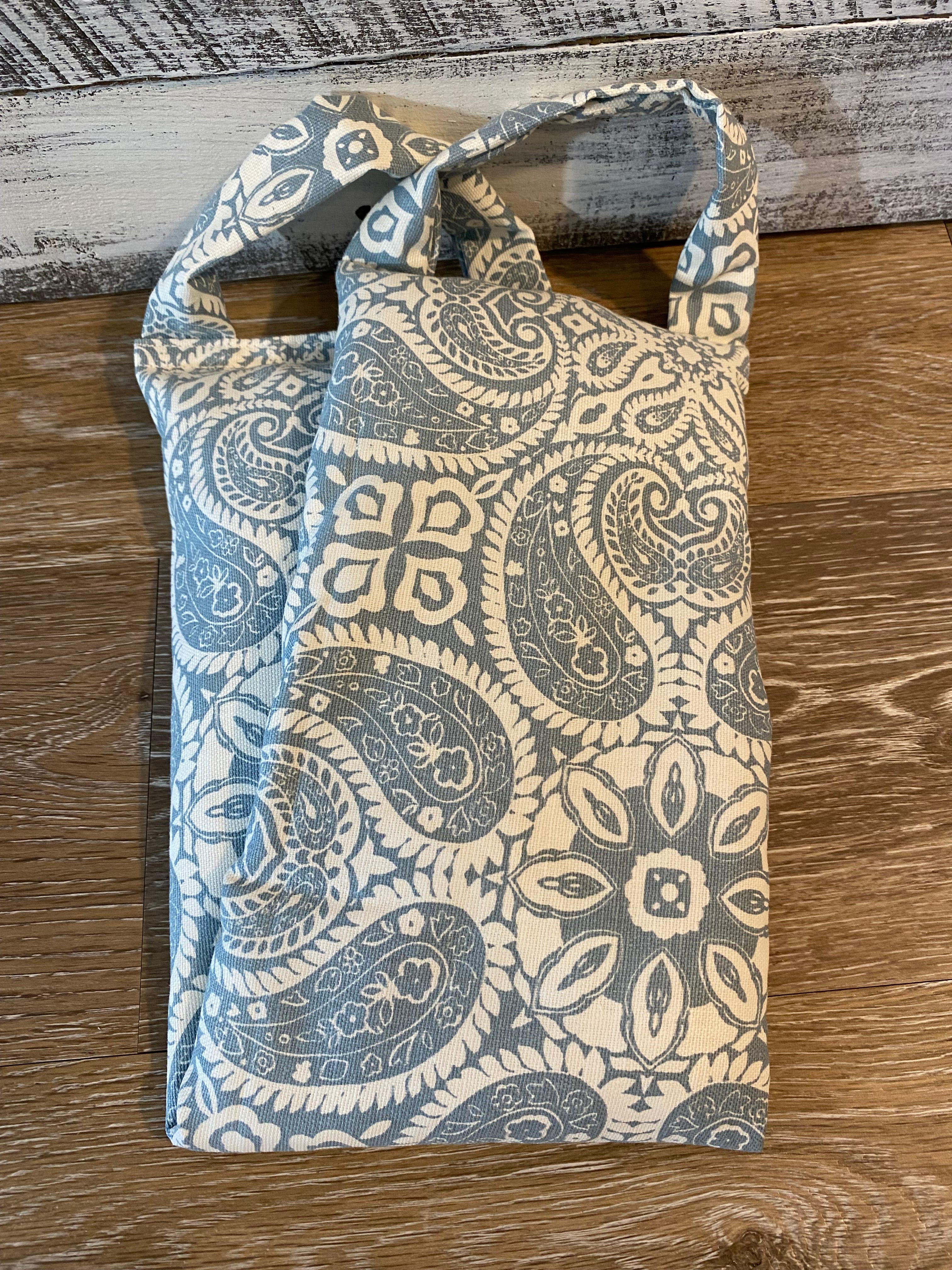 Paisley Print Microwavable/Freezable Rice Bag with Washable Cover and Handles